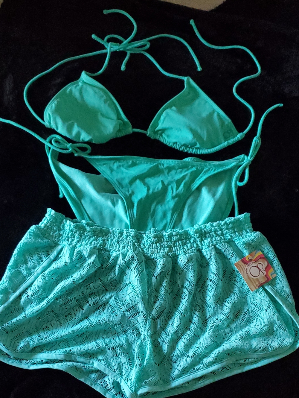 Op Teal Bikini W Matching Shorts XL/L